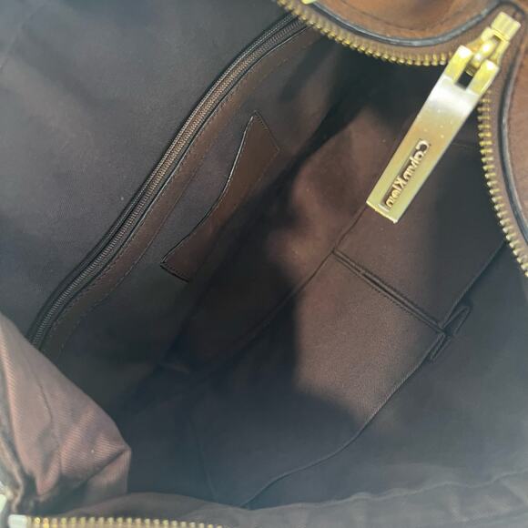 Calvin Klein Brown Leather Hobo Bag Gold Hardware - Picture 8 of 10